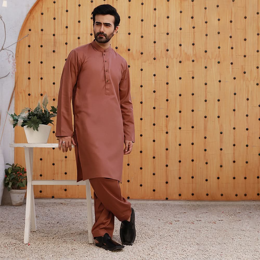 Valuables Men's Plain Shalwar Suit - Brown, Men's Shalwar Kameez, Chase Value, Chase Value