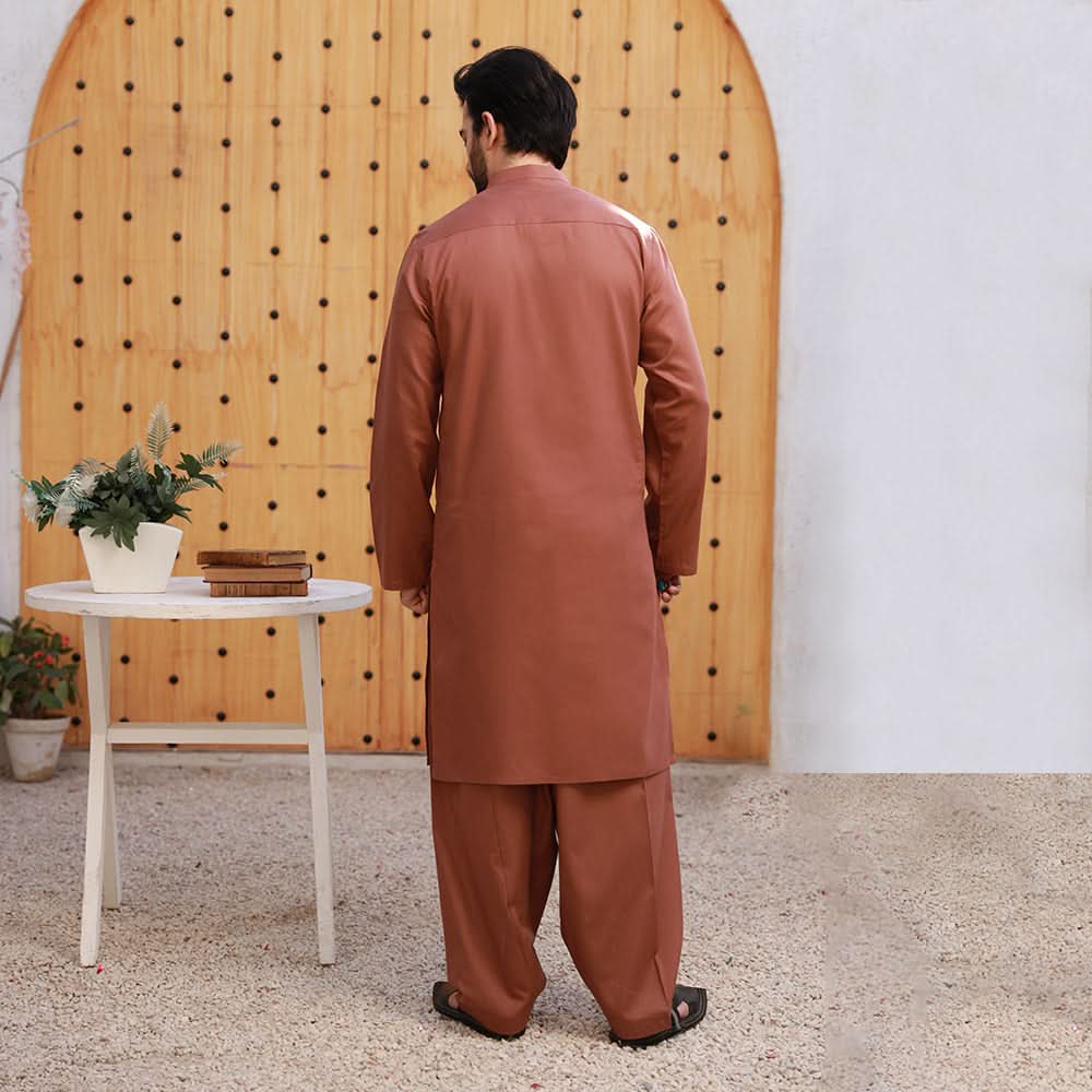 Valuables Men's Plain Shalwar Suit - Brown, Men's Shalwar Kameez, Chase Value, Chase Value