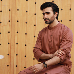 Valuables Men's Plain Shalwar Suit - Brown
