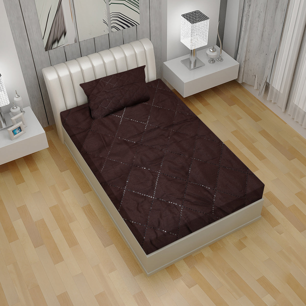 Single Quilted Cotton Waterproof Mattress Protector 42X78" - Brown, Mattress Protector, Chase Value, Chase Value