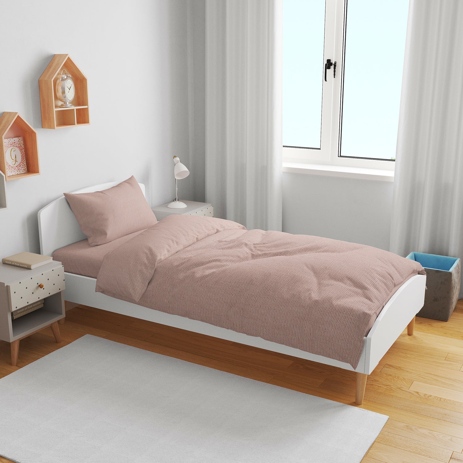 Single Bed Fitted Sheet - Light Pink, Single Size Bed Sheet, Chase Value, Chase Value