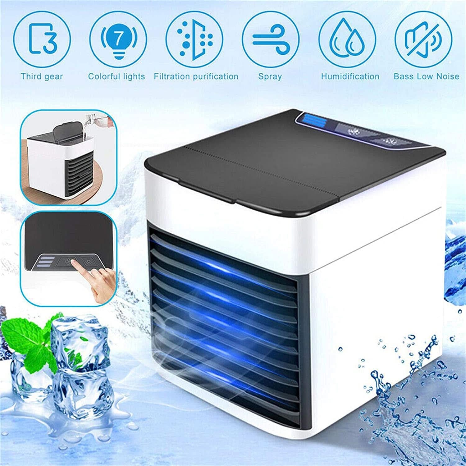 Mini Air Pure Chill 2.0 Evaporative Air Cooler - Grey, Rechargeable Fan, Chase Value, Chase Value