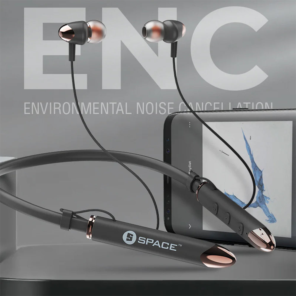 Space Neckband Earphone Mv-61 - Black, Hands Free / Head Phones, Space, Chase Value