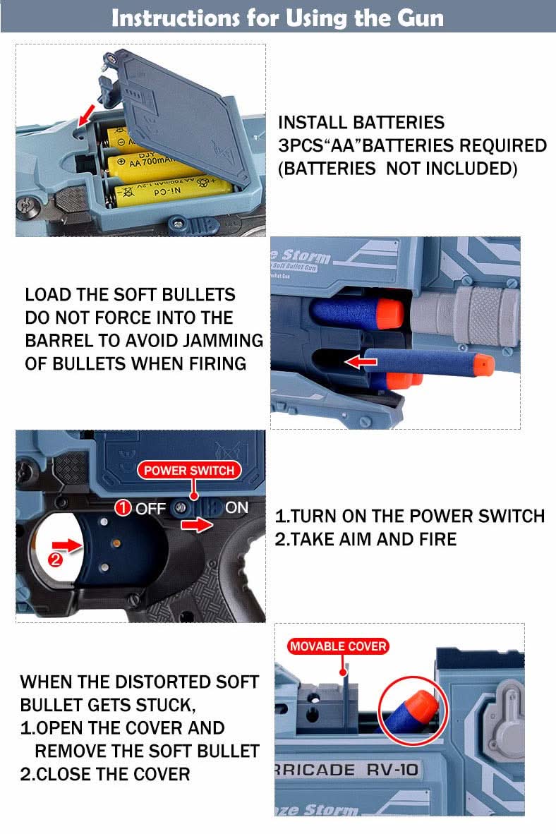 Blaze Soft Gun – Foam Dart Blaster for Kids - Steel Blue, Weapon Toys, Chase Value, Chase Value