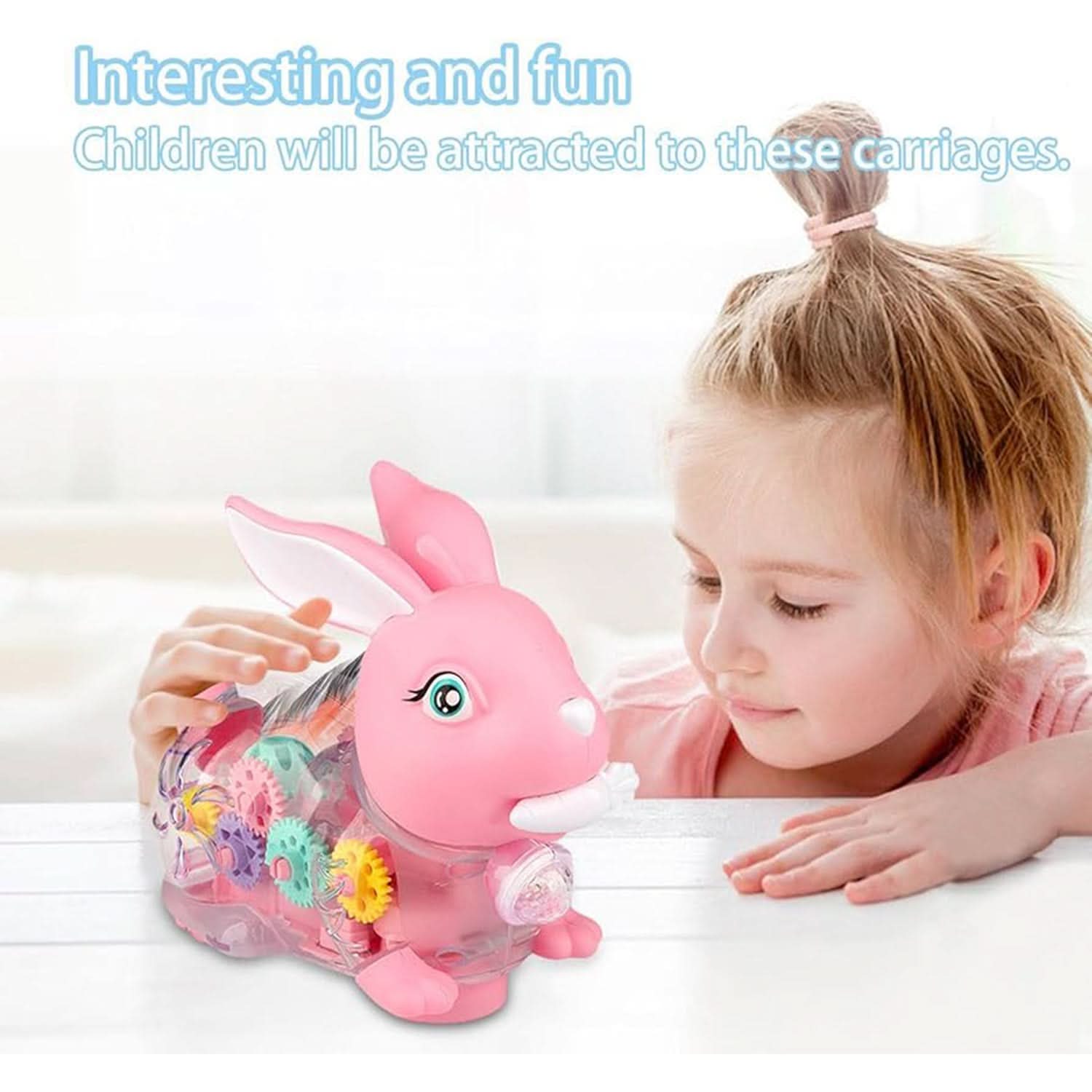 Gear Rabbit With Light & Music - Pink, Battery Operated Toys, Chase Value, Chase Value