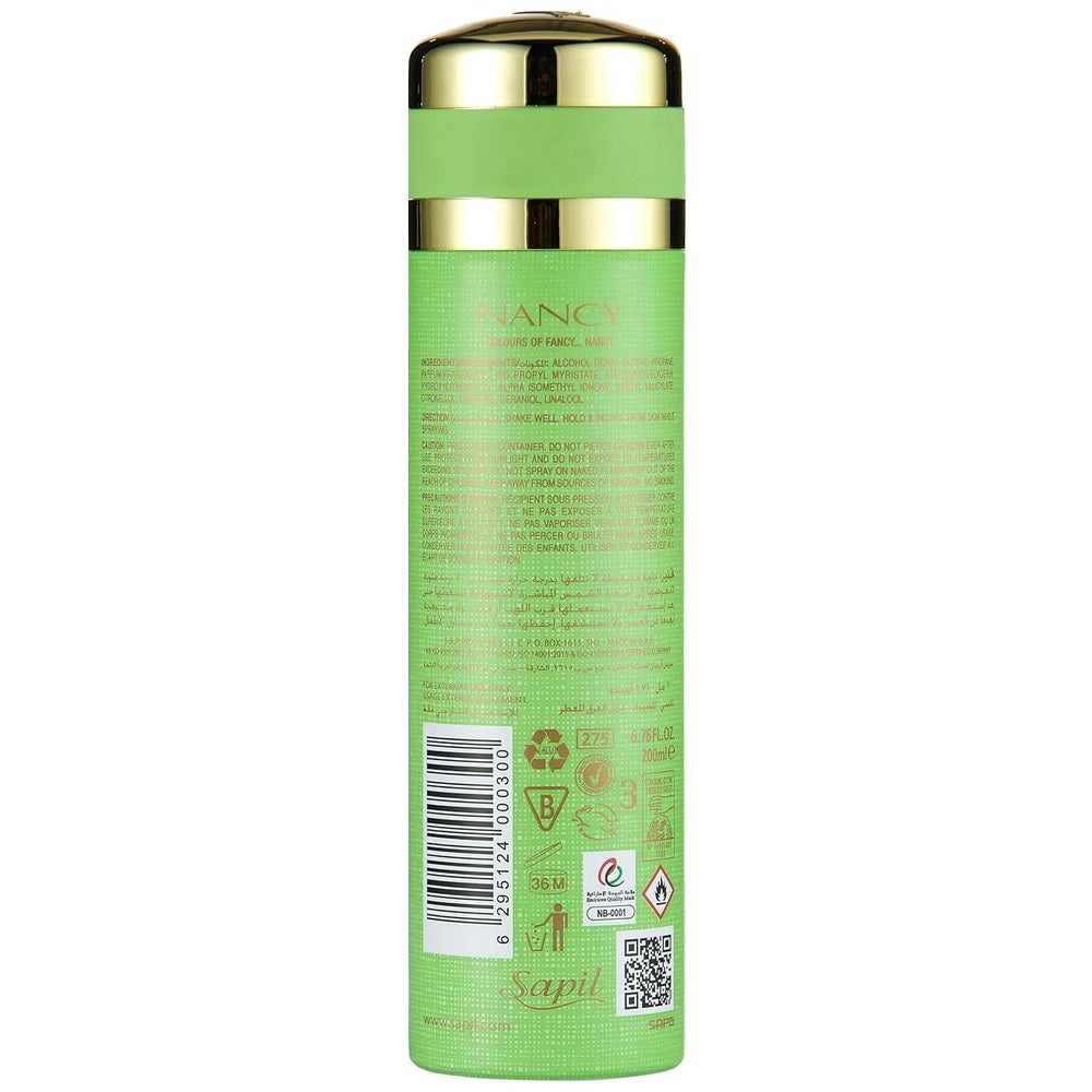 Body Spray Sapil Nancy Green 200ml, Women Body Spray & Mist, Sapil, Chase Value
