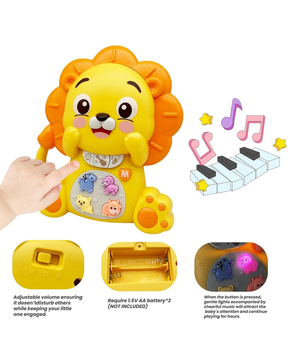 Battery Operated Piano Lion