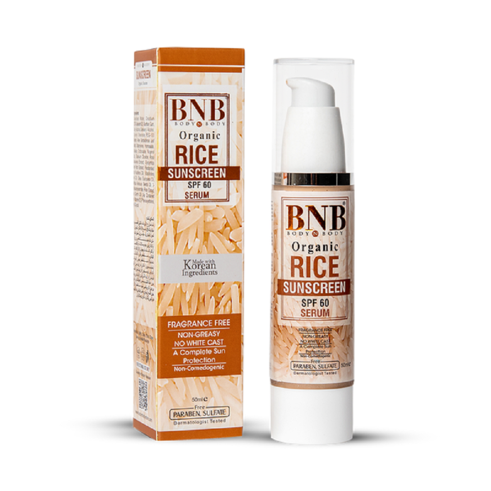 BNB Rice Sun Screen SPF-60 Serum 50ml, Sunscreens, BNB, Chase Value