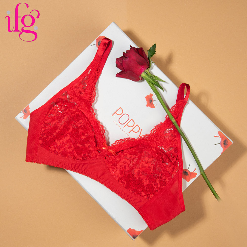 IFG Poppy Bra Blossom 002 - Red, Women Bras, IFG, Chase Value