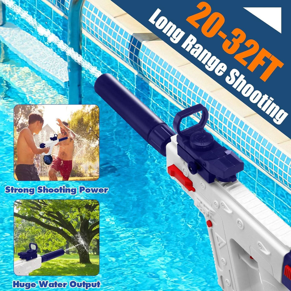 B/O Water Gun – Battery Operated Water Blaster - Blue & White, Weapon Toys, Chase Value, Chase Value