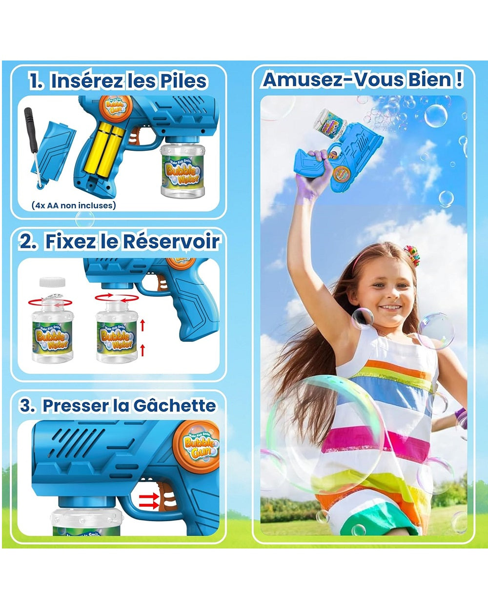 Bubble Gun 10 Hole with 110ml Bubble Water