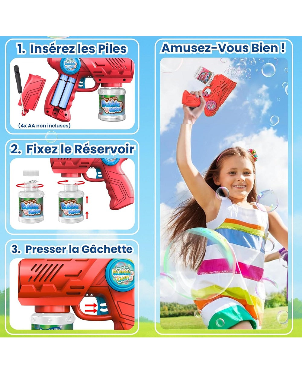 Bubble Gun 10 Hole with 110ml Bubble Water