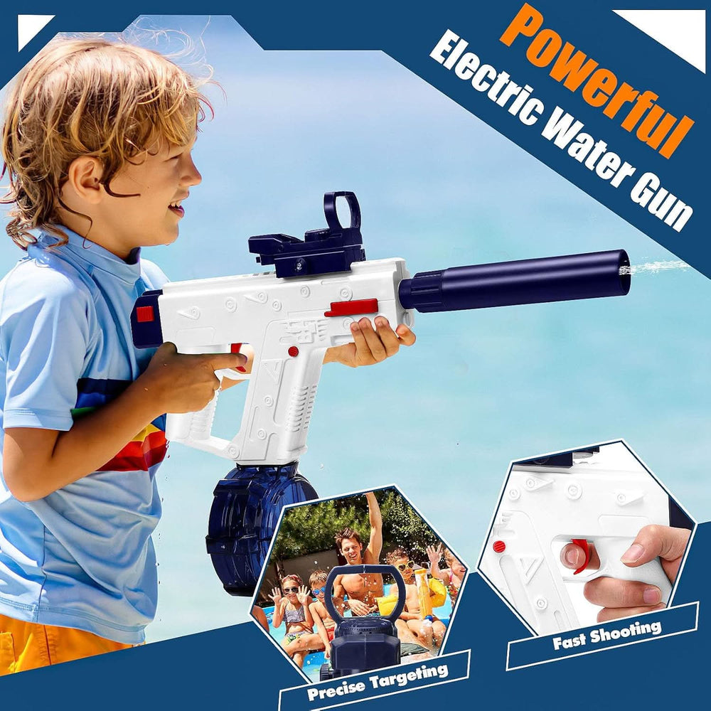 B/O Water Gun – Battery Operated Water Blaster - Blue & White, Weapon Toys, Chase Value, Chase Value