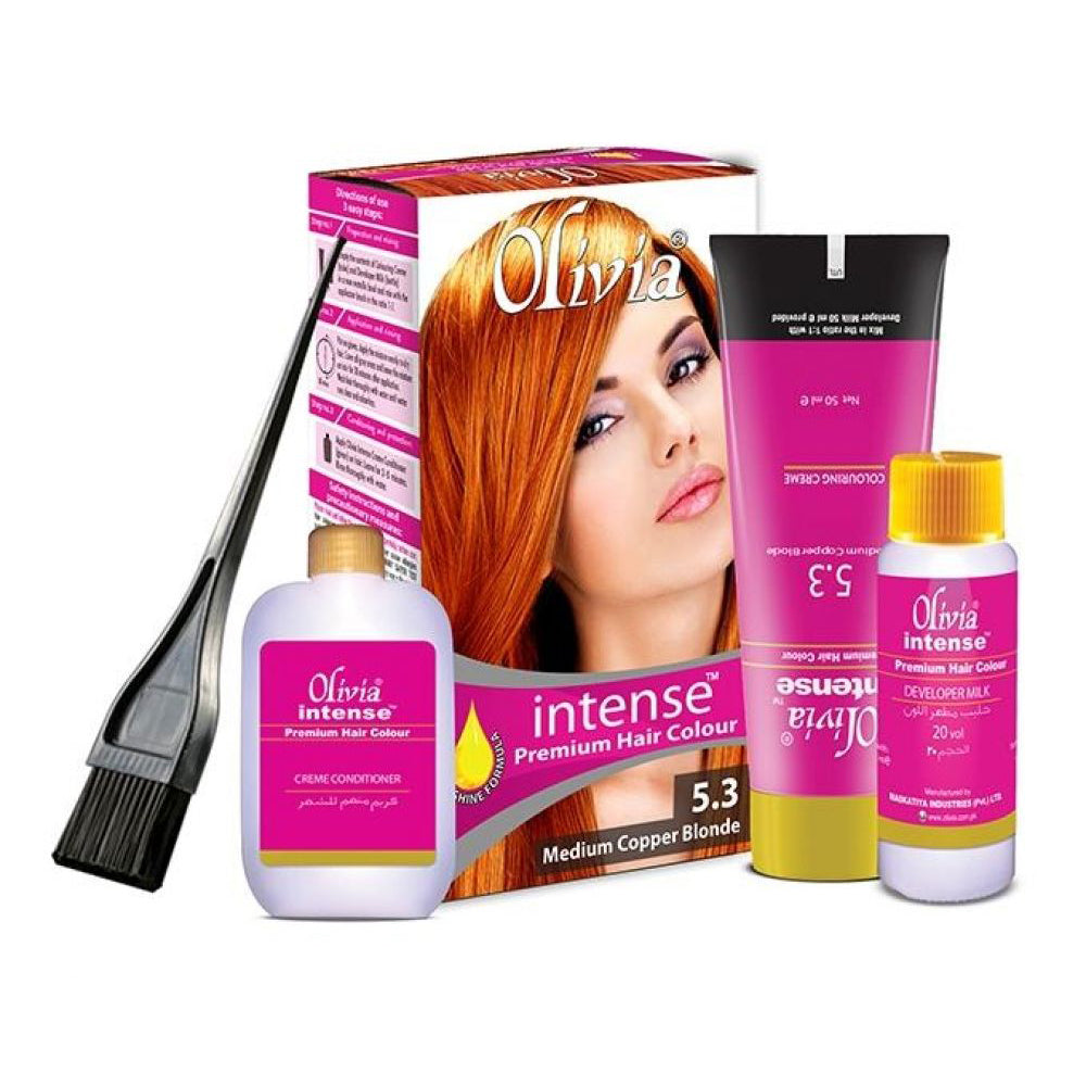 Olivia Intense Premium Hair Colur Medium Copper Blonde 5.3, BEAUTY & PERSONAL CARE, HAIR COLOUR, Chase Value, Chase Value