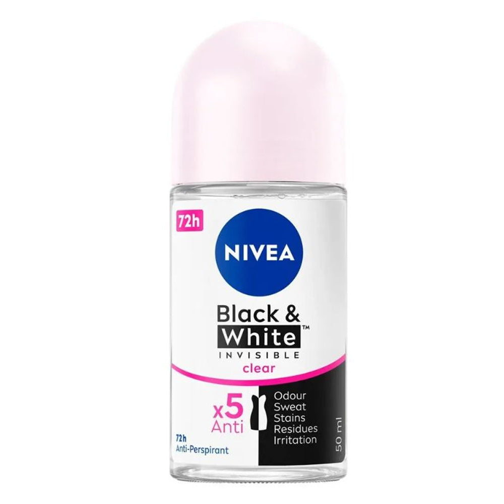 Nivea Invisible Clear Roll On Black & White 50ml, Body Roll On & Sticks, Nivea, Chase Value