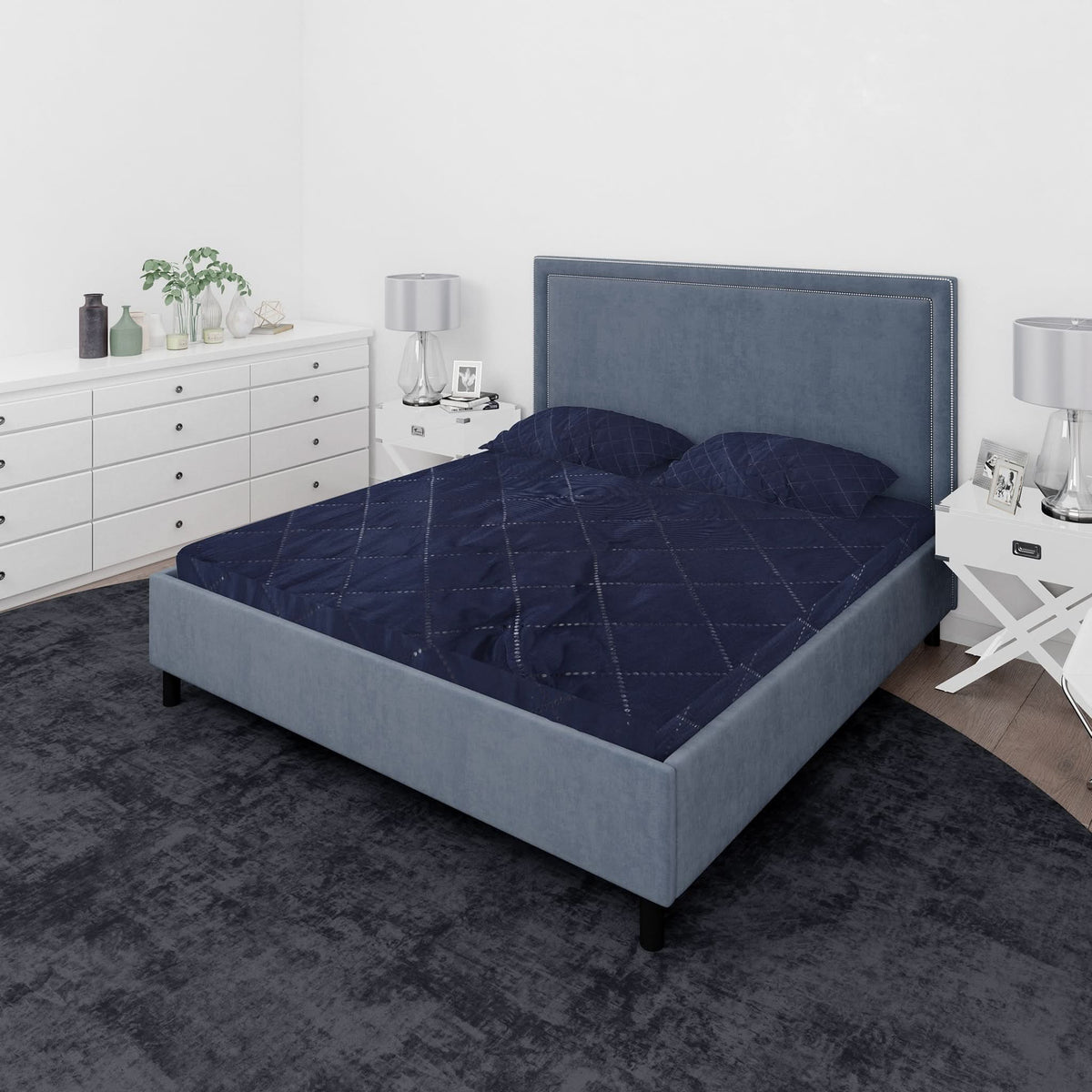 King Quilted Cotton Waterproof Mattress Protector 72X78" - Blue, Mattress Protector, Chase Value, Chase Value