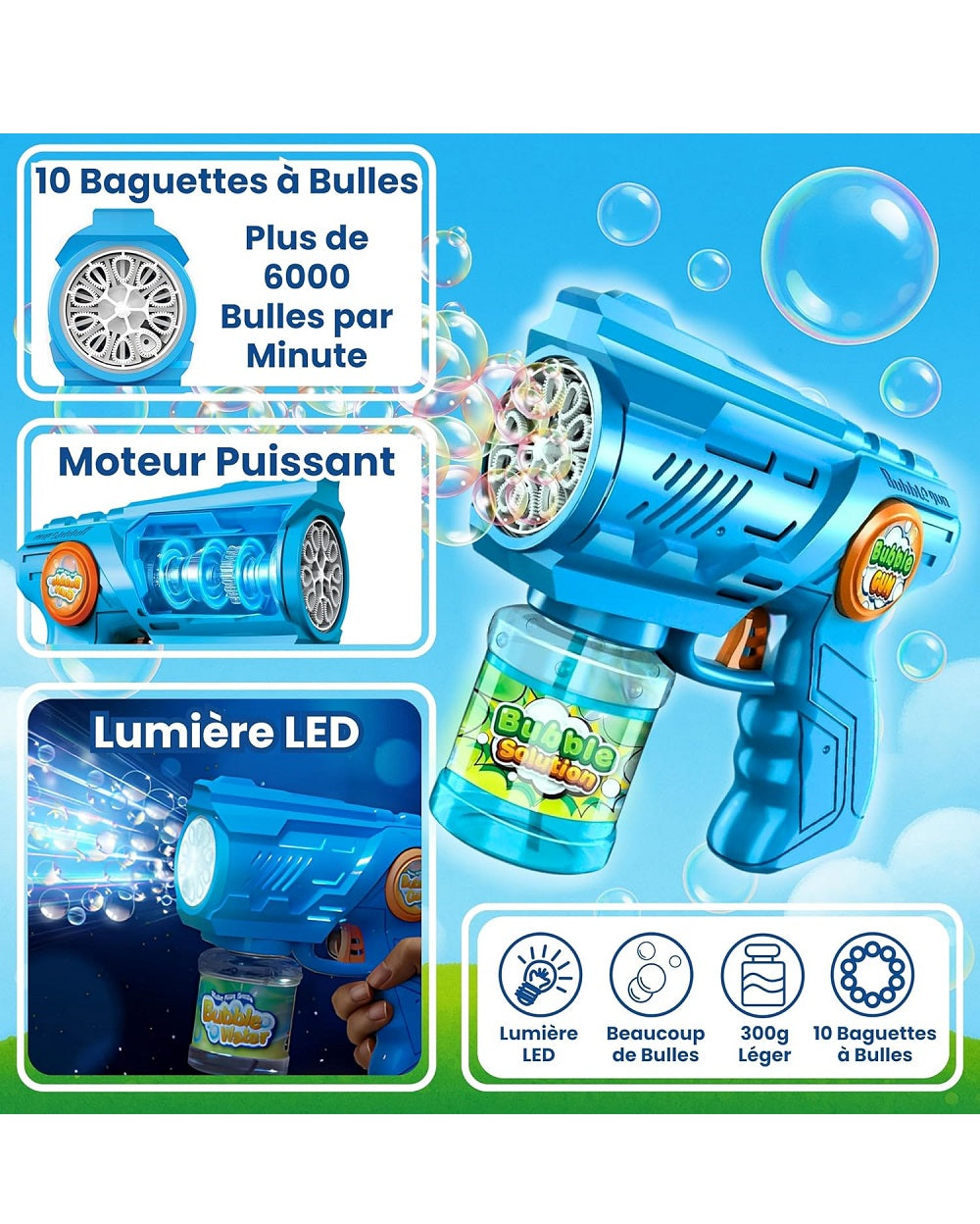 Bubble Gun 10 Hole with 110ml Bubble Water
