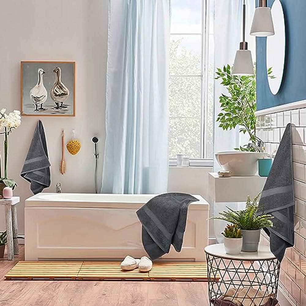 Towel Set 8pcs - Grey, Kitchen Towel, Chase Value, Chase Value