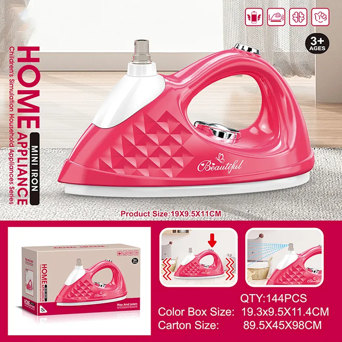 Mini Home Iron Toy – Realistic Appliance for Kids' Pretend Play, Dolls & House, Chase Value, Chase Value