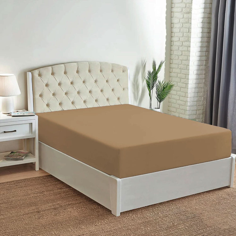 Single Bed Fitted Sheet Jersey - Beige, Single Size Bed Sheet, Chase Value, Chase Value