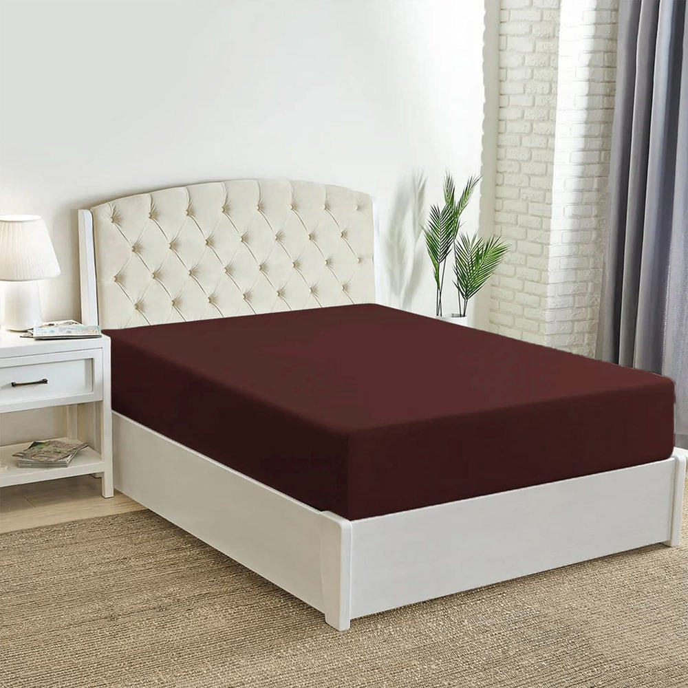 Double Fitted Bed Sheet 180*200 - Brown, Double Size Bed Sheet, Chase Value, Chase Value