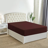 Double Fitted Bed Sheet 180*200 - Brown, Double Size Bed Sheet, Chase Value, Chase Value