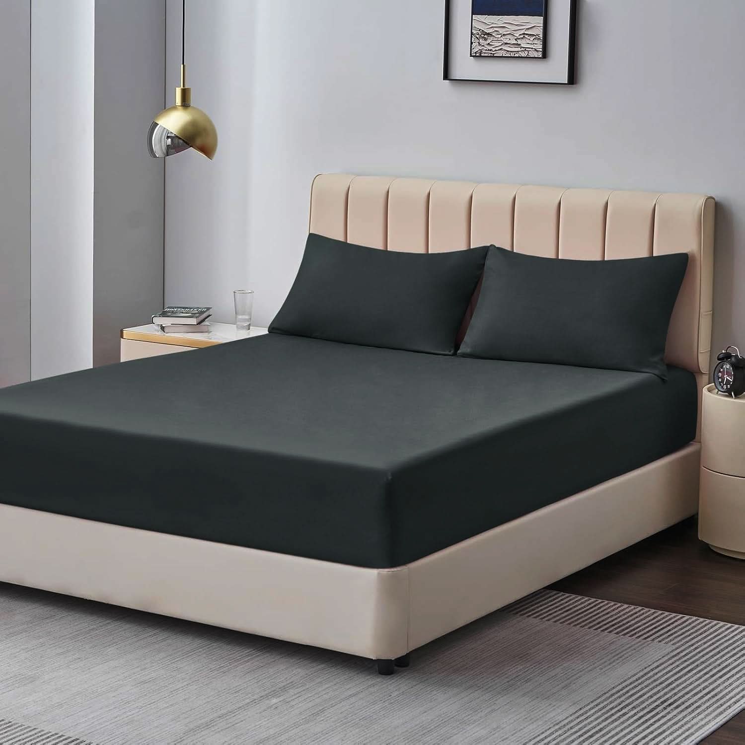Double Bed Fitted Sheet Jersey 180*200 - Charcoal, Double Size Bed Sheet, Chase Value, Chase Value