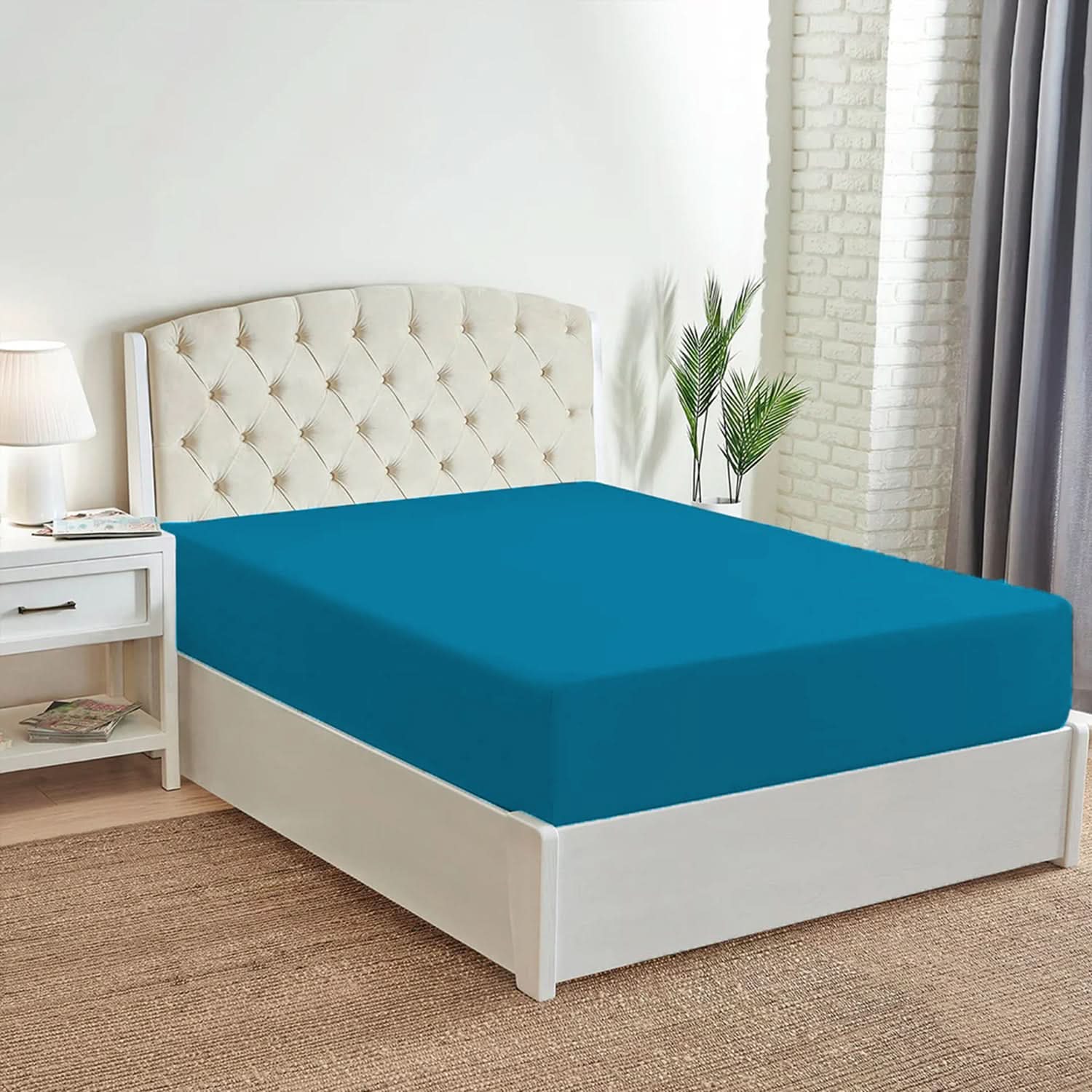 Single Bed Fitted Sheet Jersey - Cyan, Single Size Bed Sheet, Chase Value, Chase Value