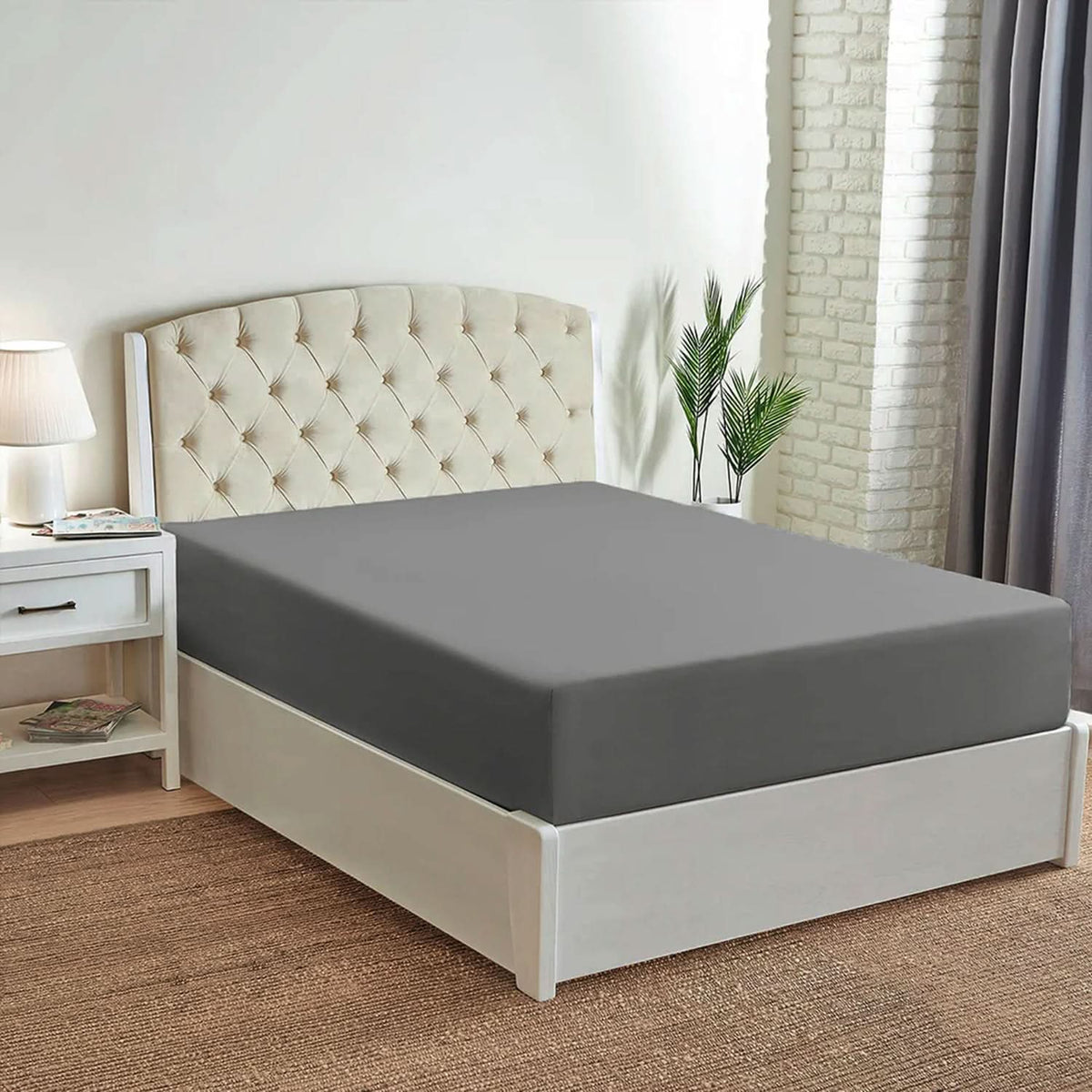 Single Bed Fitted Sheet Jersey - Dark Grey, Single Size Bed Sheet, Chase Value, Chase Value