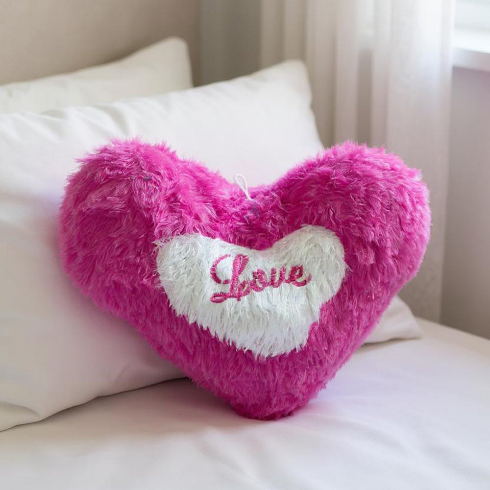 Fur Heart Filled Cushion - Dark Pink, Cushions & Pillows, Chase Value, Chase Value