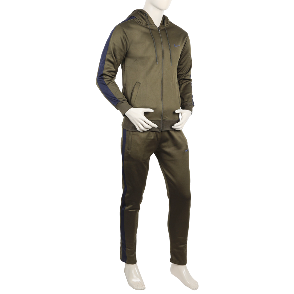 Men's Full Sleeves Fleece Zipper Track Suit - Dark Green, Men's Track Suits, Chase Value, Chase Value
