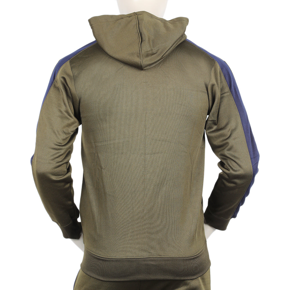 Men's Full Sleeves Fleece Zipper Track Suit - Dark Green, Men's Track Suits, Chase Value, Chase Value