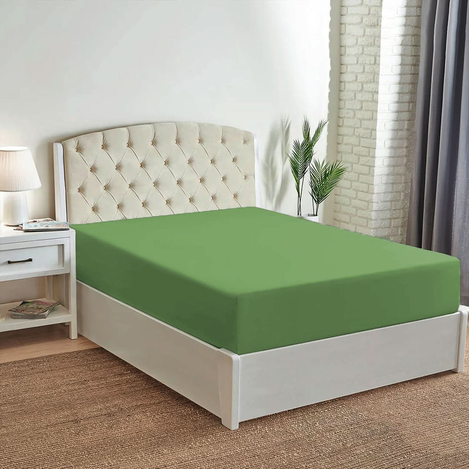 Single Bed Fitted Sheet Jersey - Green, Single Size Bed Sheet, Chase Value, Chase Value