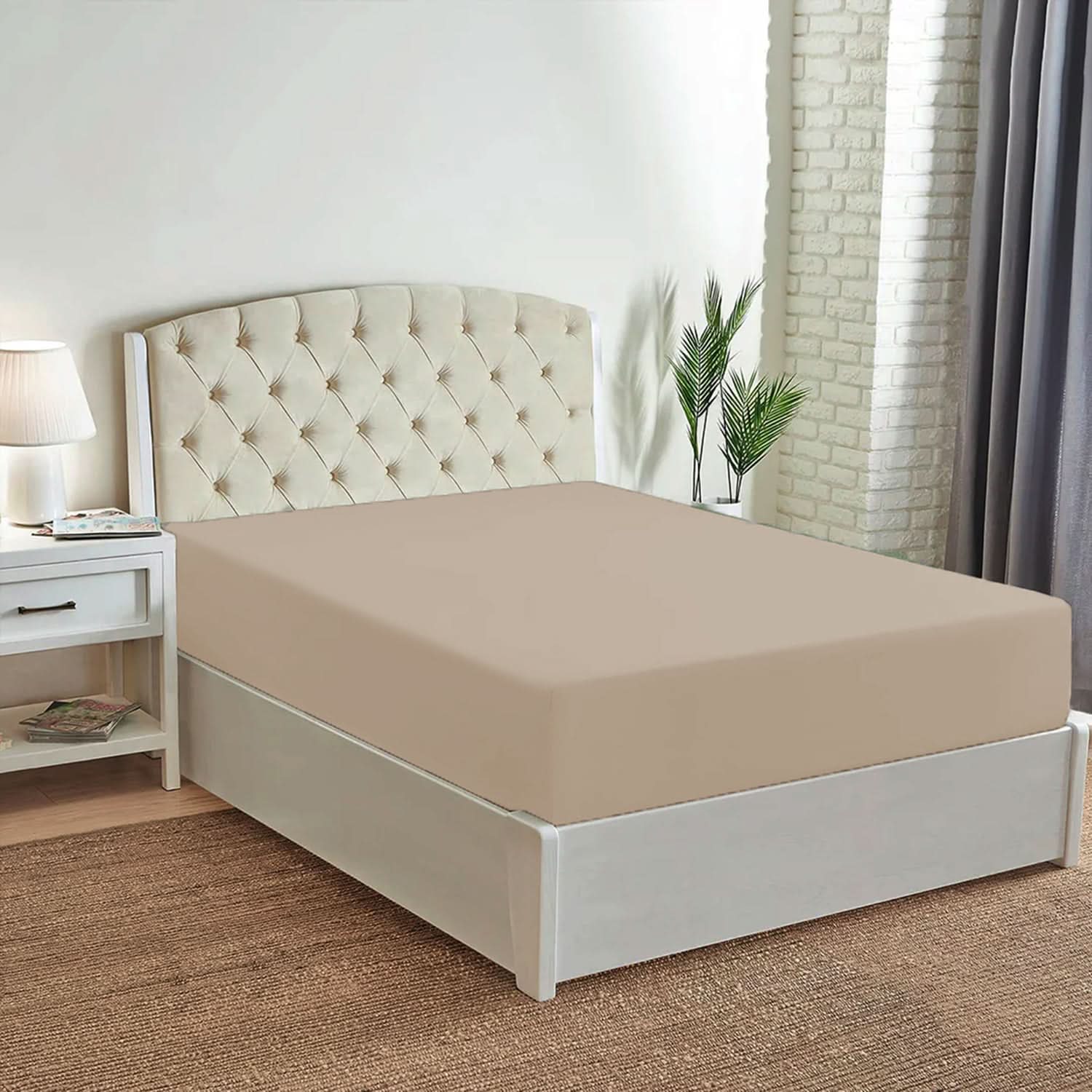 Single Bed Fitted Sheet Jersey - Light Fawn, Single Size Bed Sheet, Chase Value, Chase Value