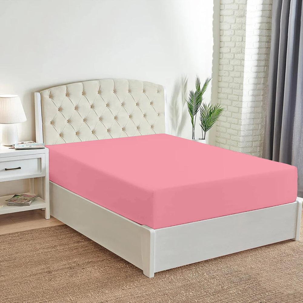 Double Bed Fitted Sheet Jersey - Light Pink, Double Size Bed Sheet, Chase Value, Chase Value