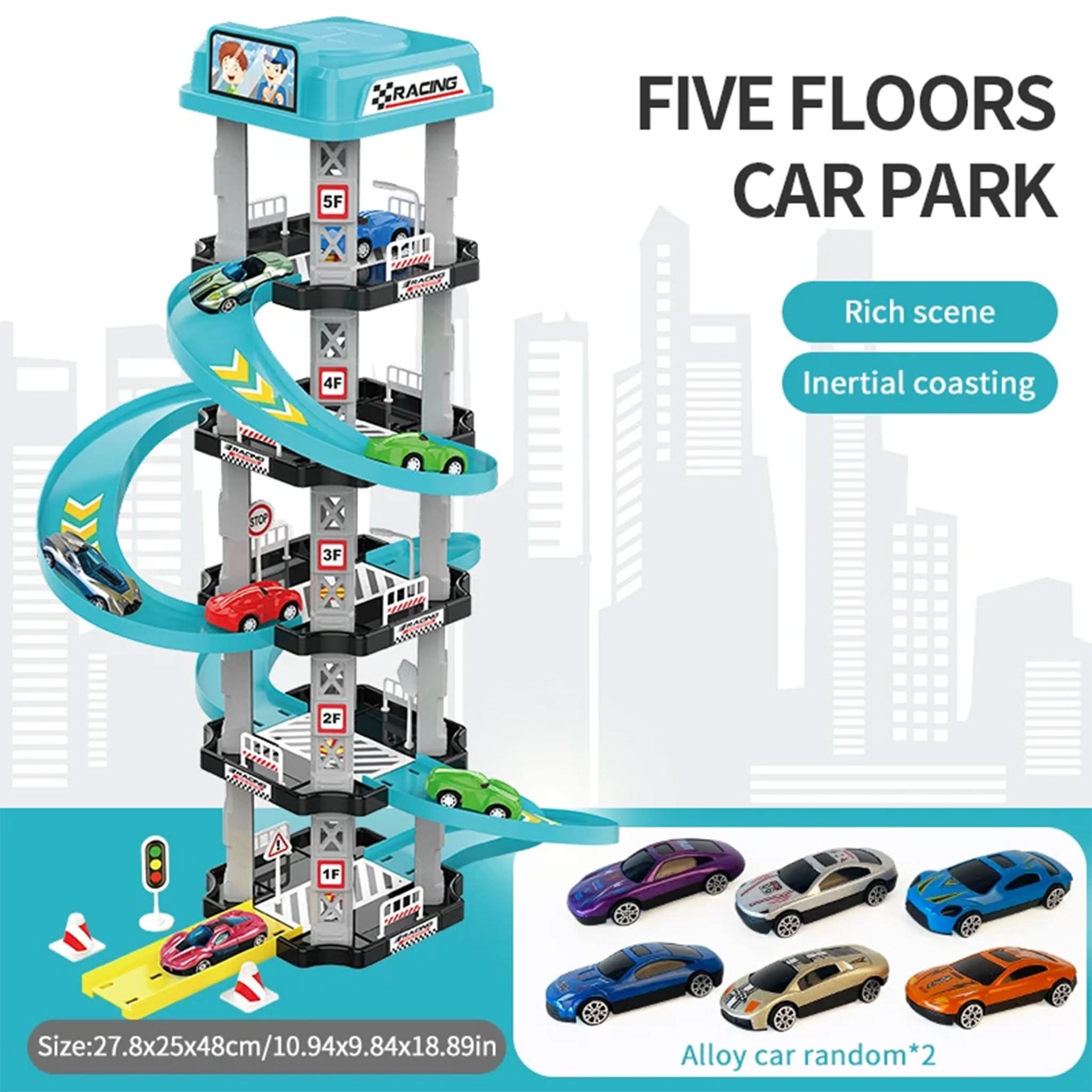 Parking Lot 5 Floor 2Pcs Sports Car, Die-cast Model Car, Chase Value, Chase Value