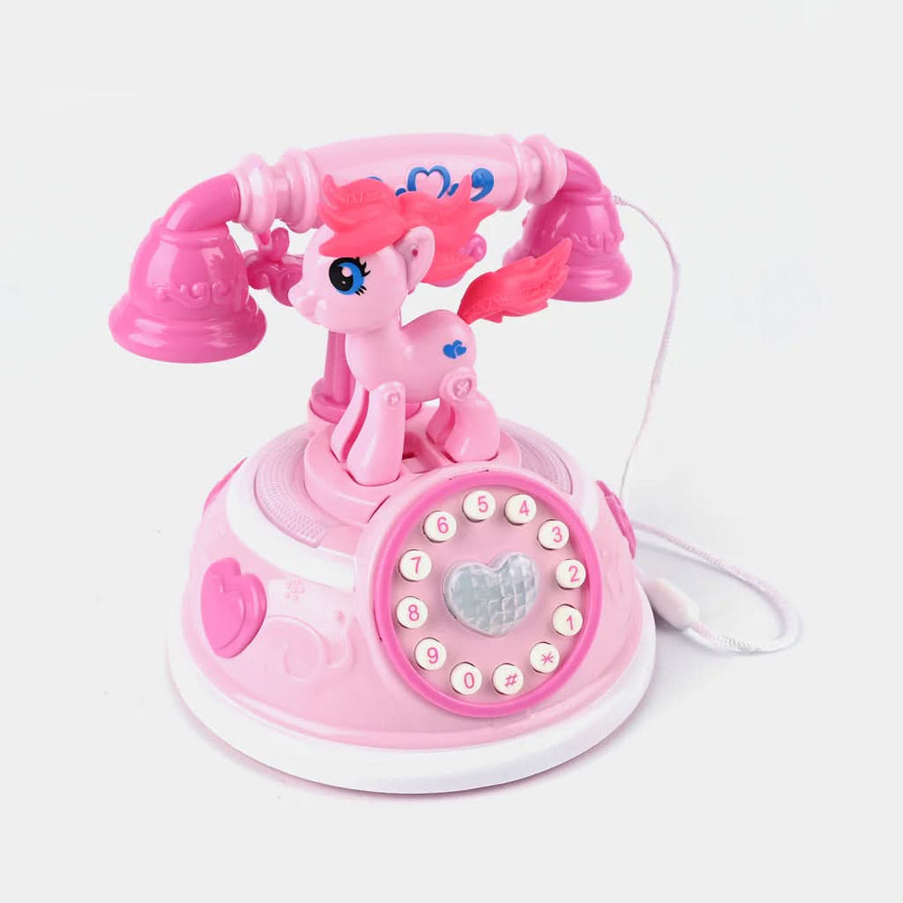 Battery Operated  Pony Telephone With Light & Music - Pink, Musical Toys, Chase Value, Chase Value