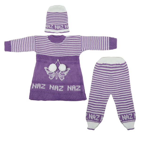 Newborn Girls Full Sleeves Suit - Purple