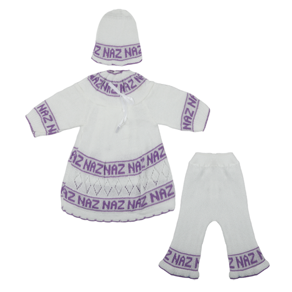 Newborn Girls Full Sleeves Suit - Purple