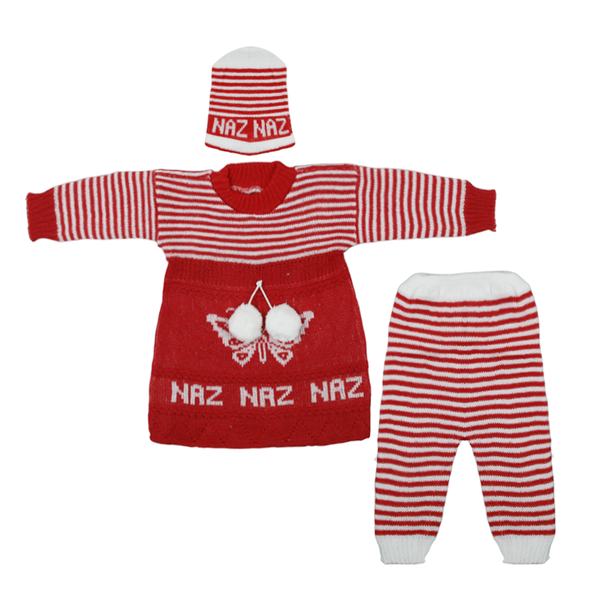 Newborn Girls Full Sleeves Suit - Red