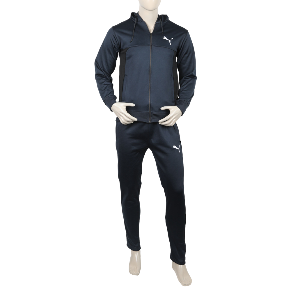 Men's Full Sleeves Fleece Zipper Track Suit - Steel Blue, Men's Track Suits, Chase Value, Chase Value