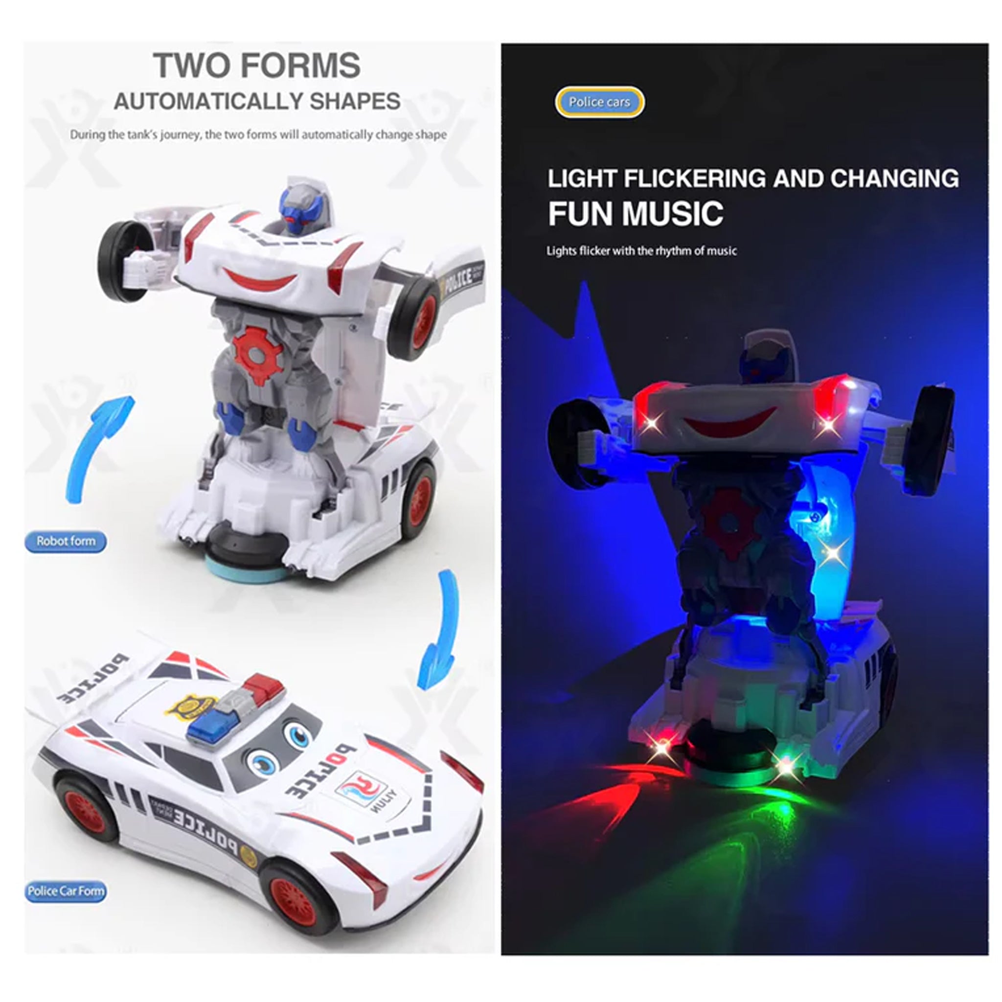 Battery Operated Transformer Police Car With Light & Music, Die-cast Model Car, Chase Value, Chase Value