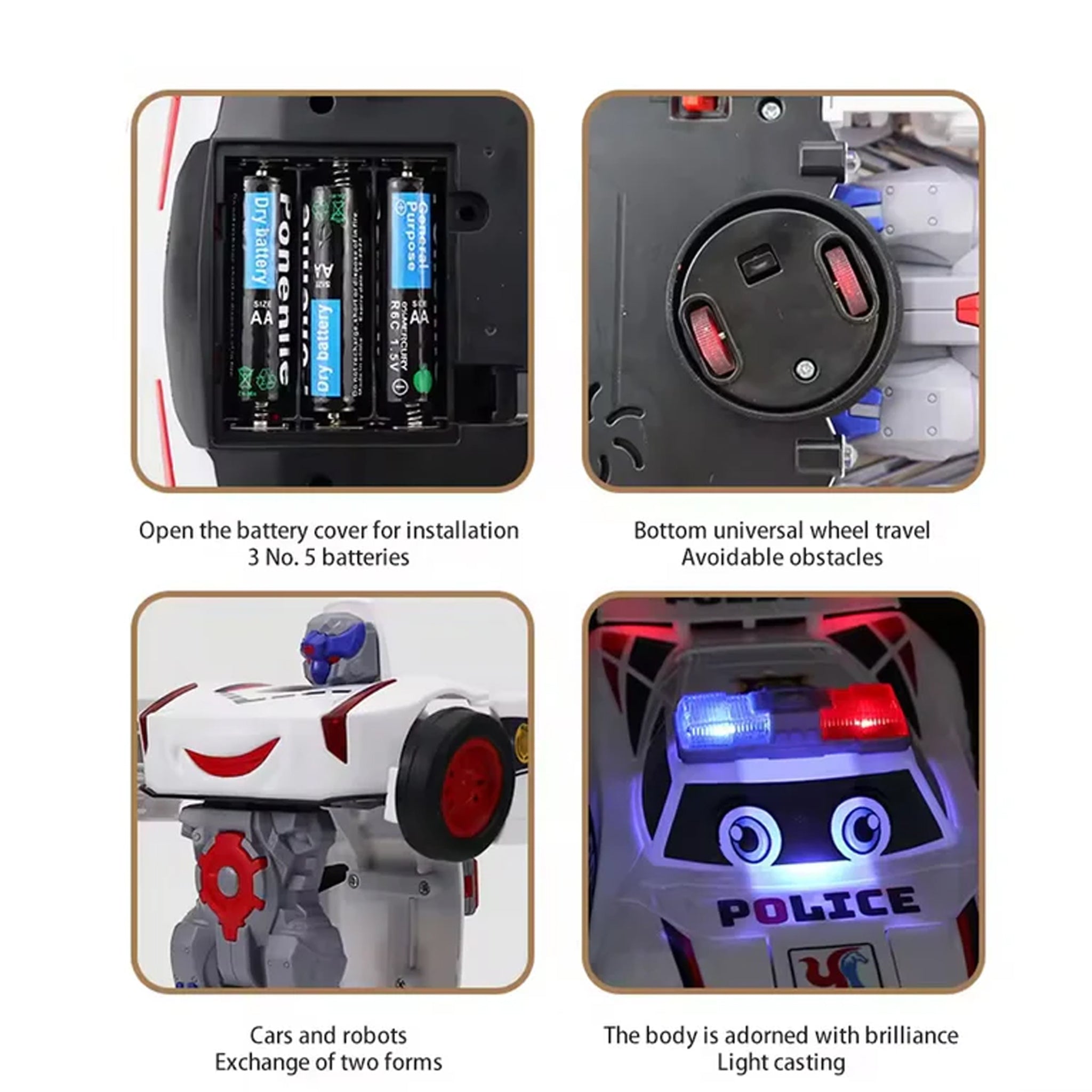 Battery Operated Transformer Police Car With Light & Music, Die-cast Model Car, Chase Value, Chase Value