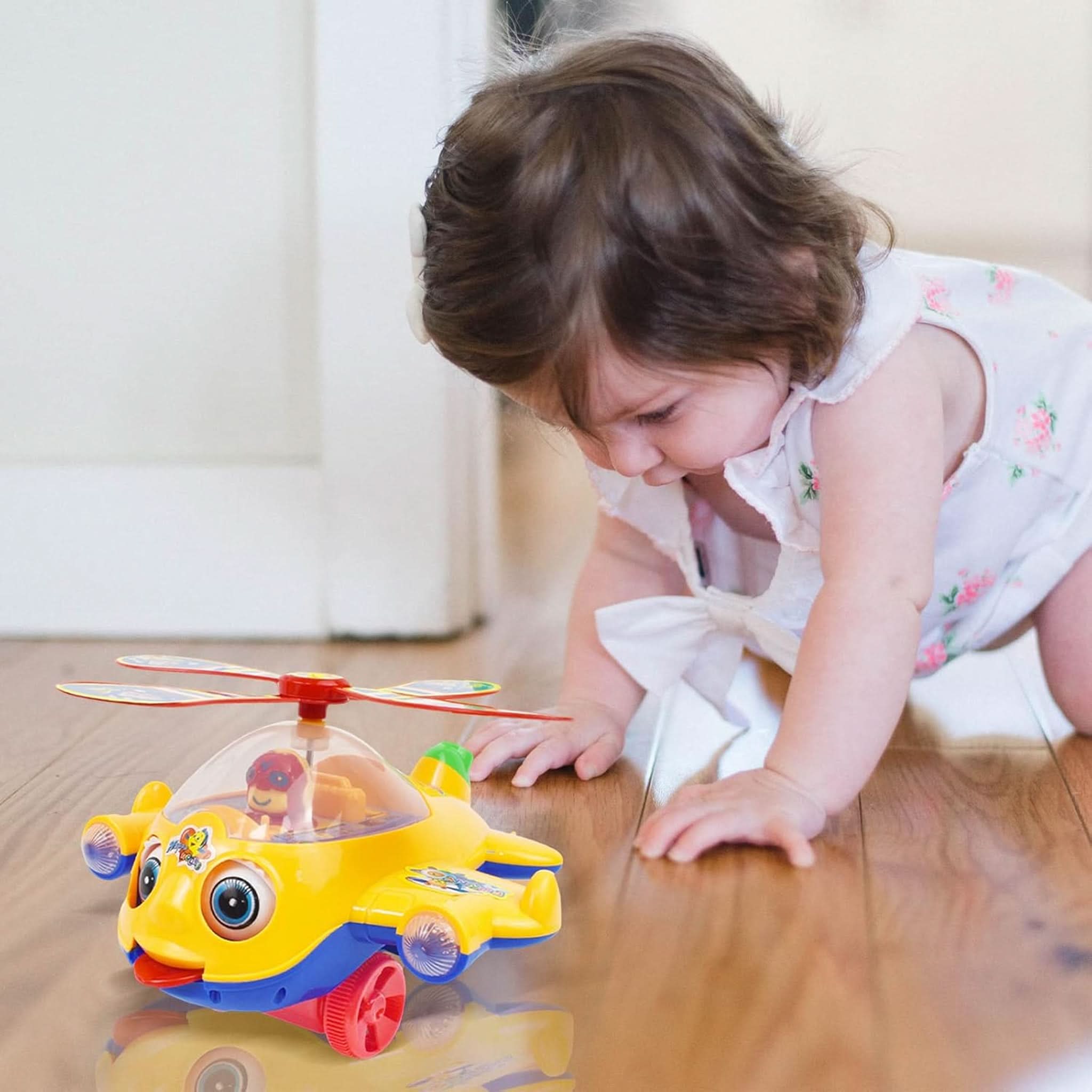 Hand Propelled Aircraft - Yellow, Non Battery Operated Toys, Chase Value, Chase Value