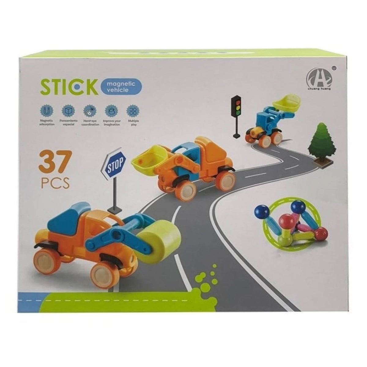 Magnetic Block Set 37 Pcs - Multi Color, Kids Blocks & Building Toys, Chase Value, Chase Value