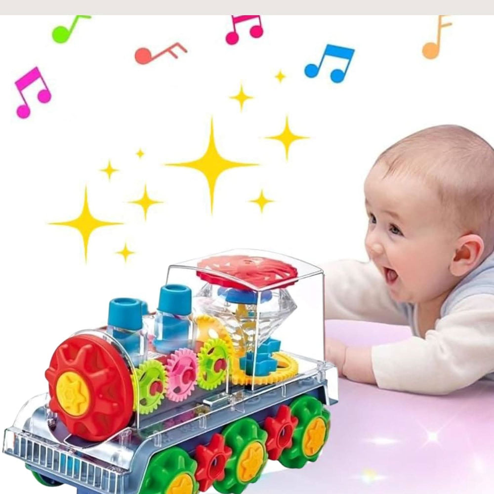 Transparent Electric Kids Gear Train with Flashing Lights, Die-cast Model Car, Chase Value, Chase Value