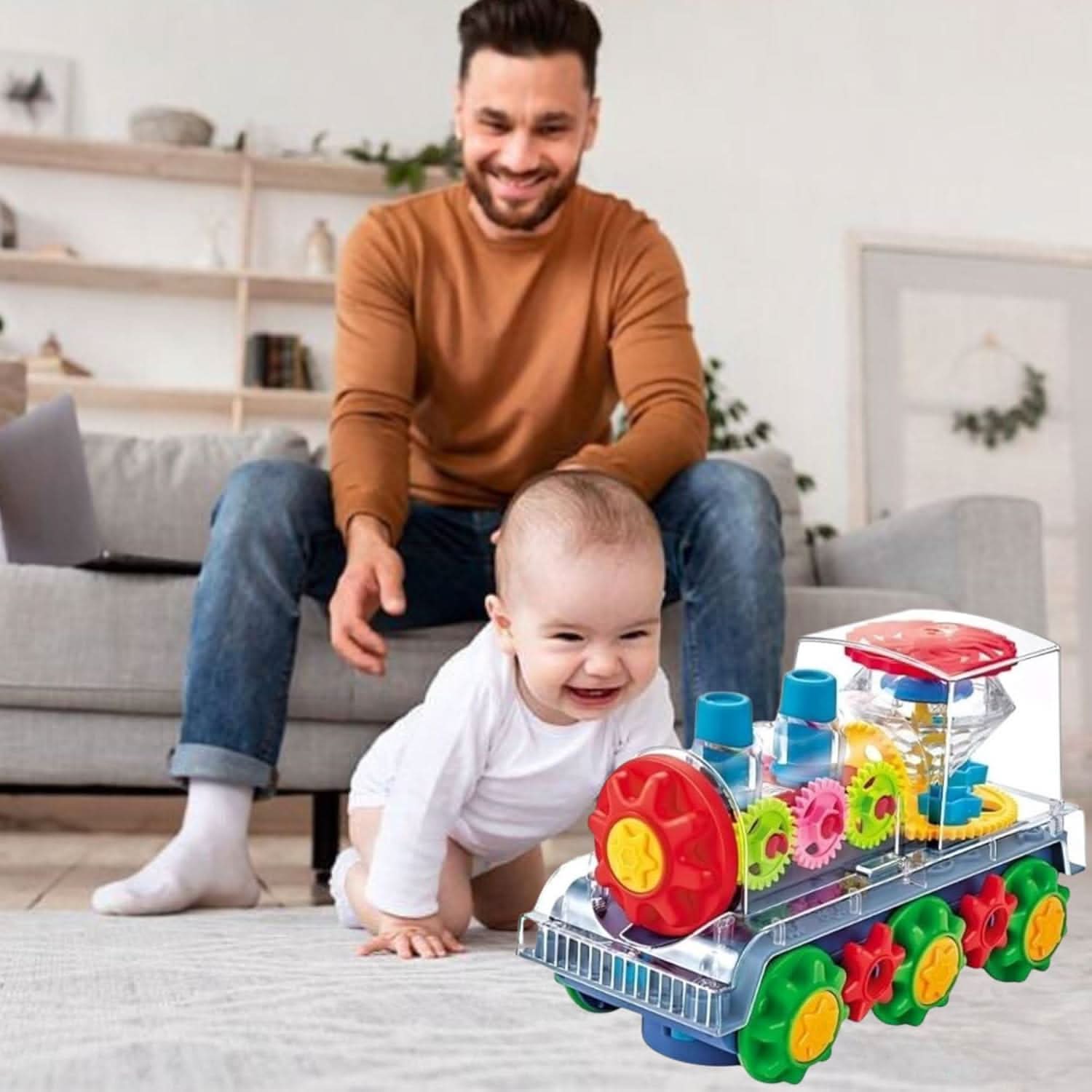 Transparent Electric Kids Gear Train with Flashing Lights, Die-cast Model Car, Chase Value, Chase Value