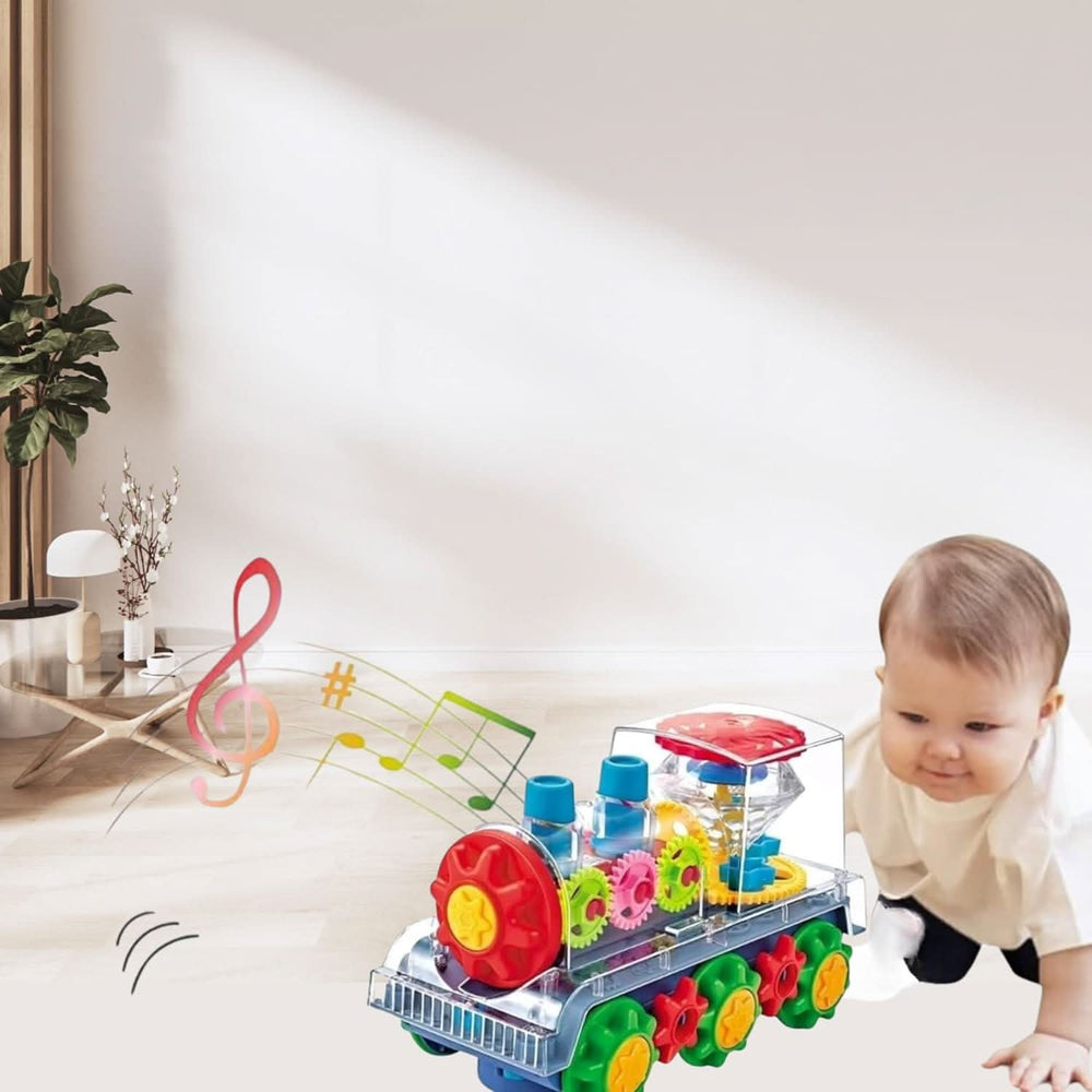 Transparent Electric Kids Gear Train with Flashing Lights, Die-cast Model Car, Chase Value, Chase Value
