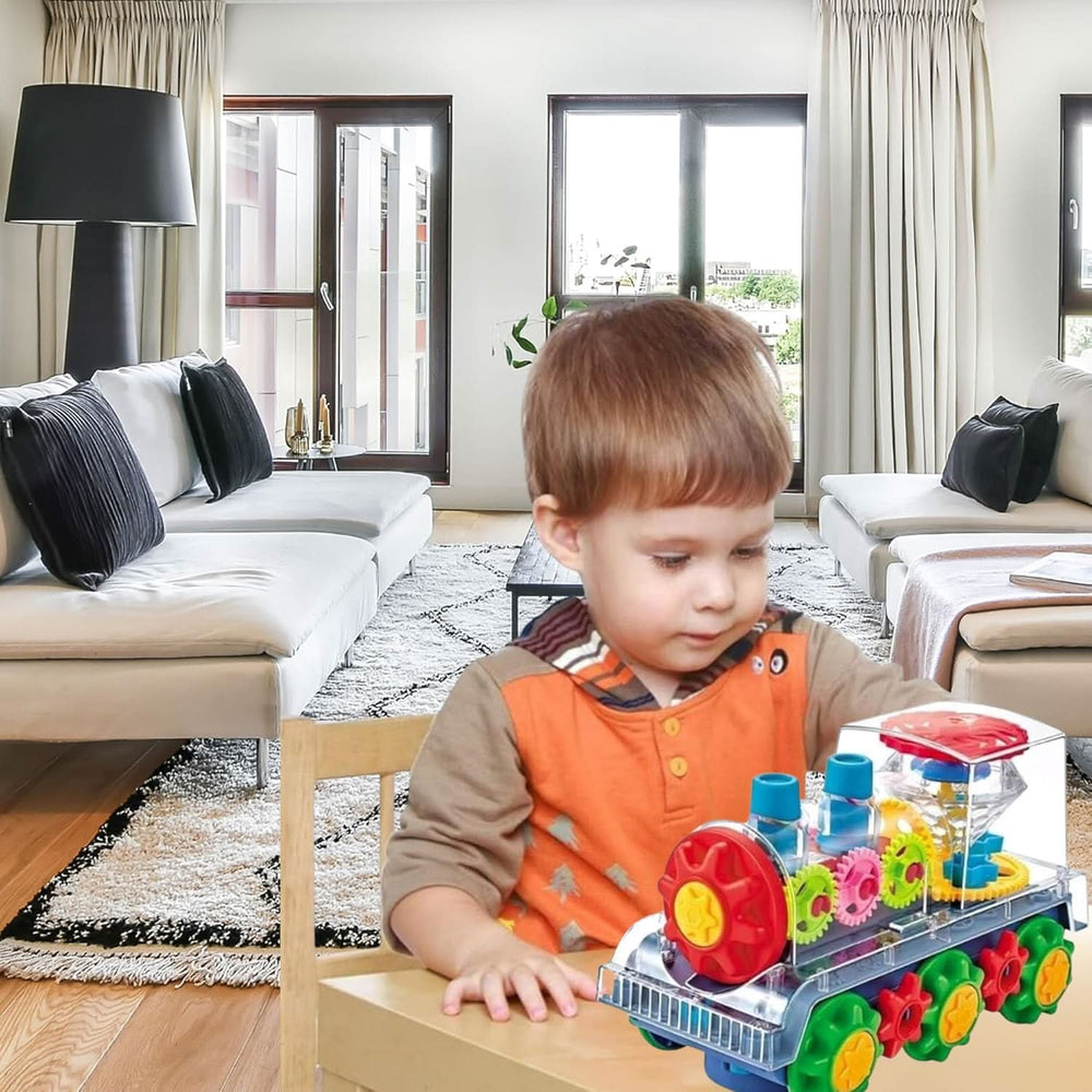 Transparent Electric Kids Gear Train with Flashing Lights, Die-cast Model Car, Chase Value, Chase Value