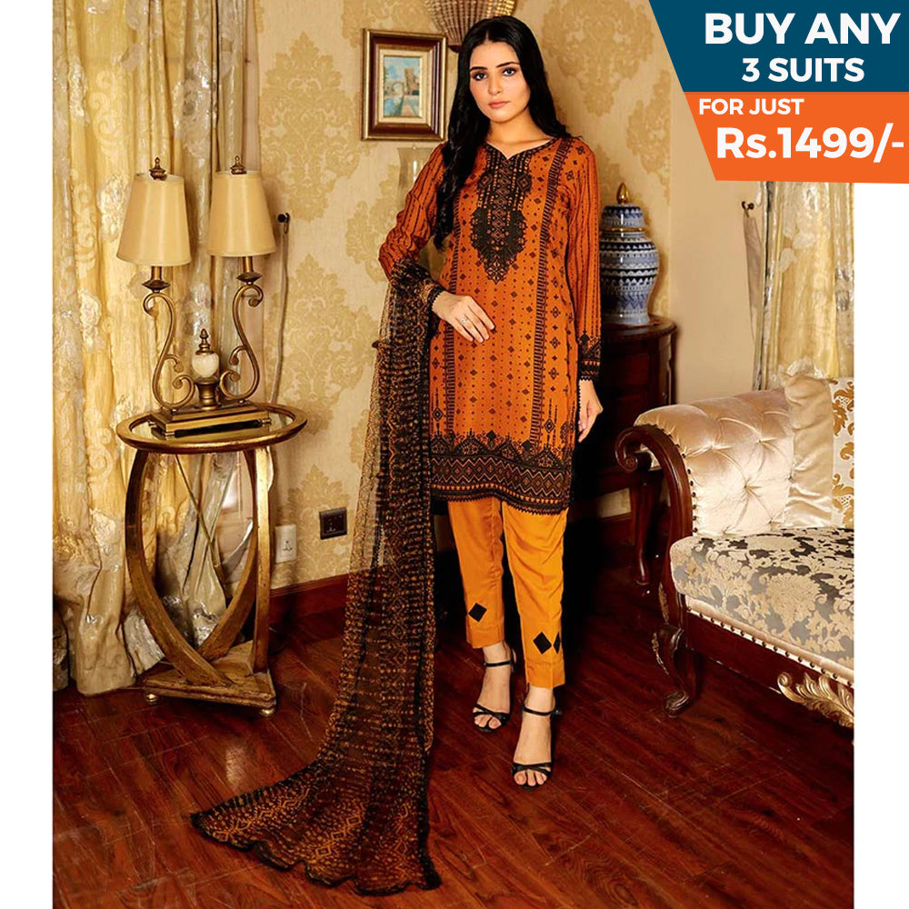 Malai Unstitched 3Pcs Suit V1 - NZ-05, Women, 3Pcs Shalwar Suit, Chase Value, Chase Value